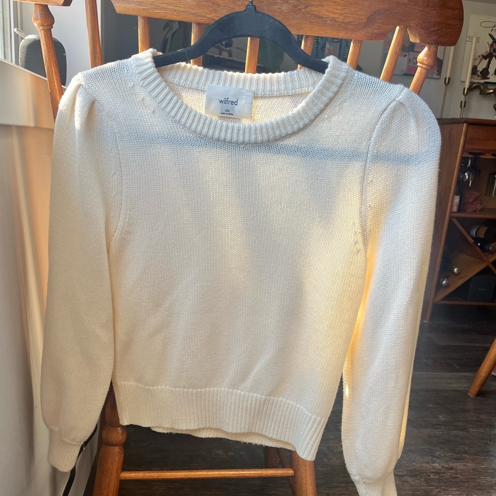 Wilfred Cream Crewneck Puff-Sleeve Sweater